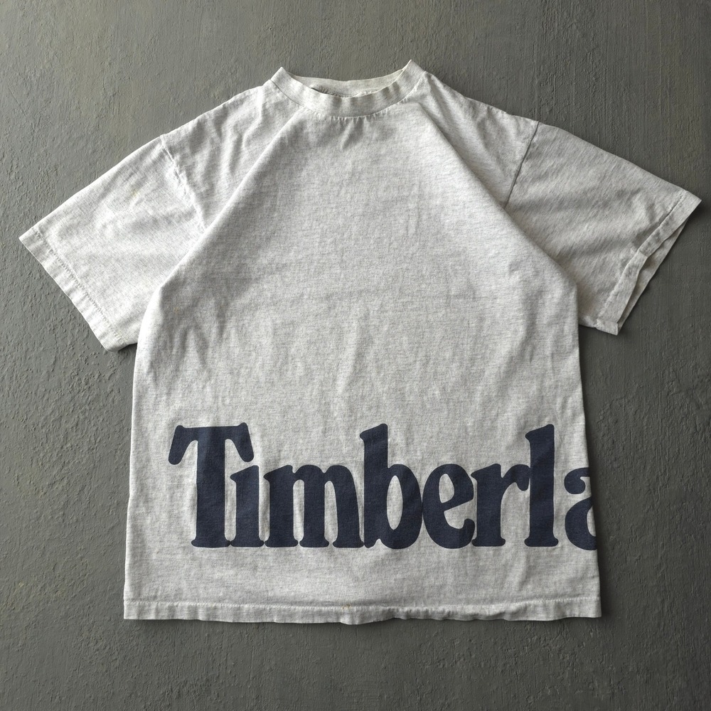 Vintage 90s Timberland Grey T-shirt Size M Made in USA Big Logo